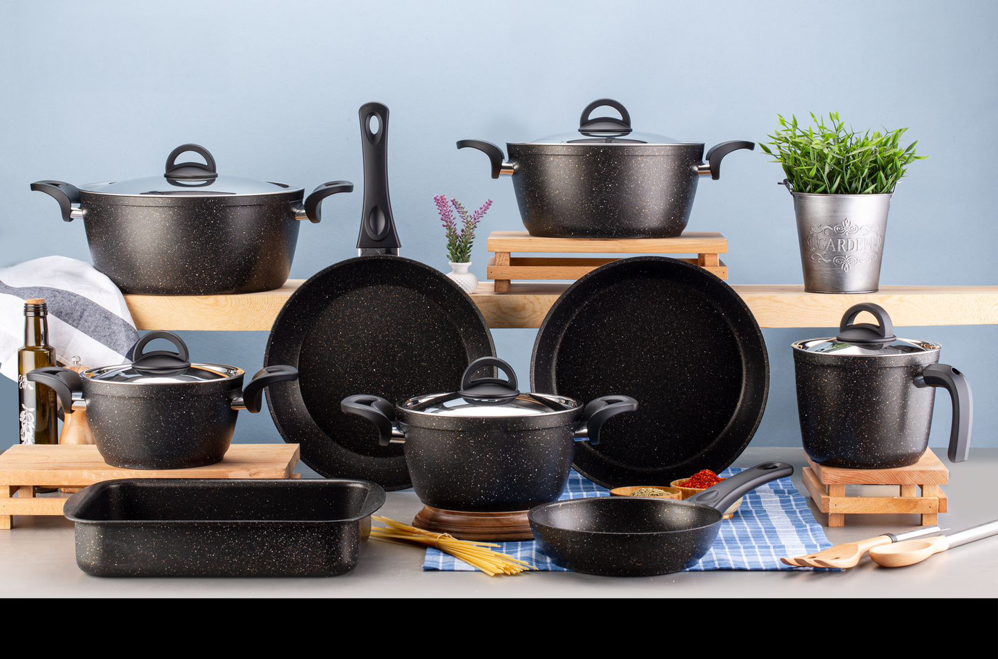Drobina Granite Cookware Set – 14 Pieces