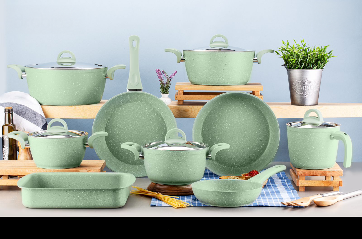 Drobina Granite Cookware Set – 14 Pieces