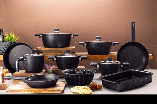 Vivaldi Granite Cookware Set – 15 Pieces