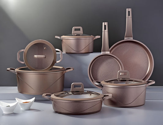 Vivaldi - 12-Piece - Cookware Set – Die-Cast Granite Ruby