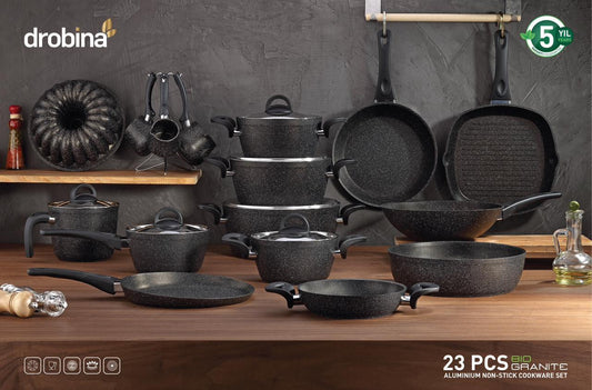 Drobina Granite Cookware Set – 23 Pieces