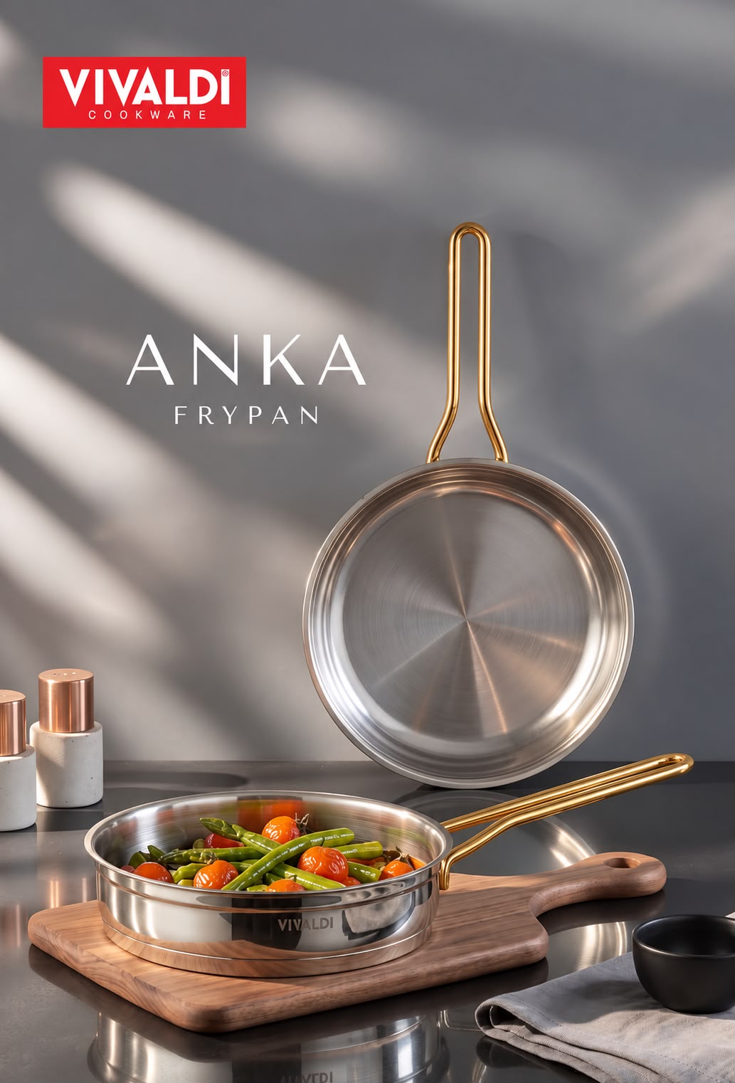 Vivaldi Anka Rosso Stainless Steel Frypan - Hand Gold