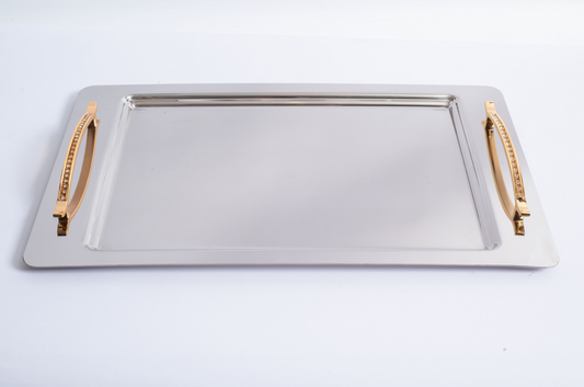 طقم صواني رانا - ذهبي + ميرور - قطعتين