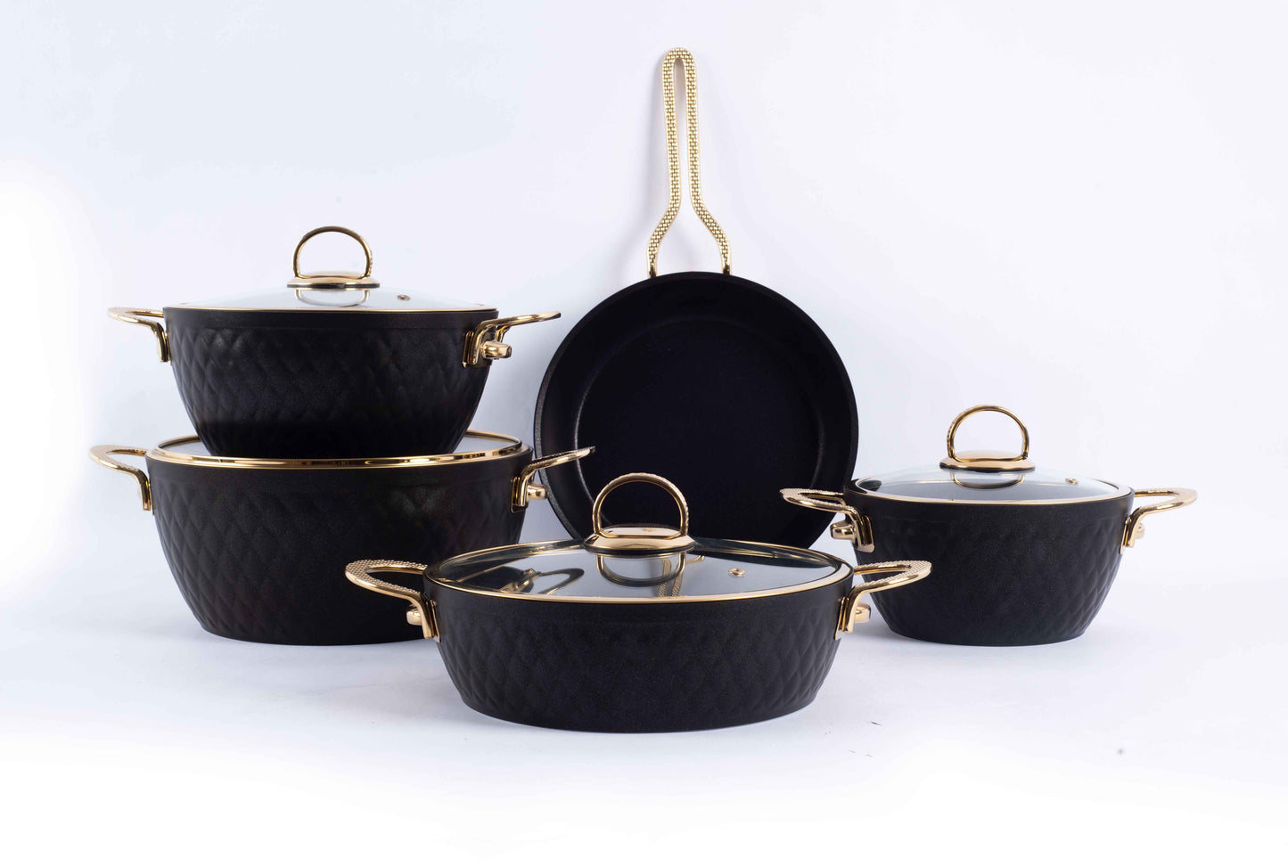 Vivaldi - Lidya Diamond - 9-Piece Cookware Set - Dark Blue