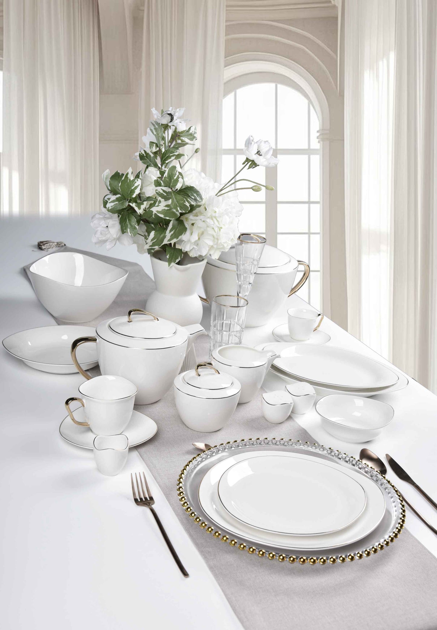 ETERNA PORCELAIN - 60 PIECE DINNER SET FOR 6 PEOPLE - ORGANIC - YZ24-001G