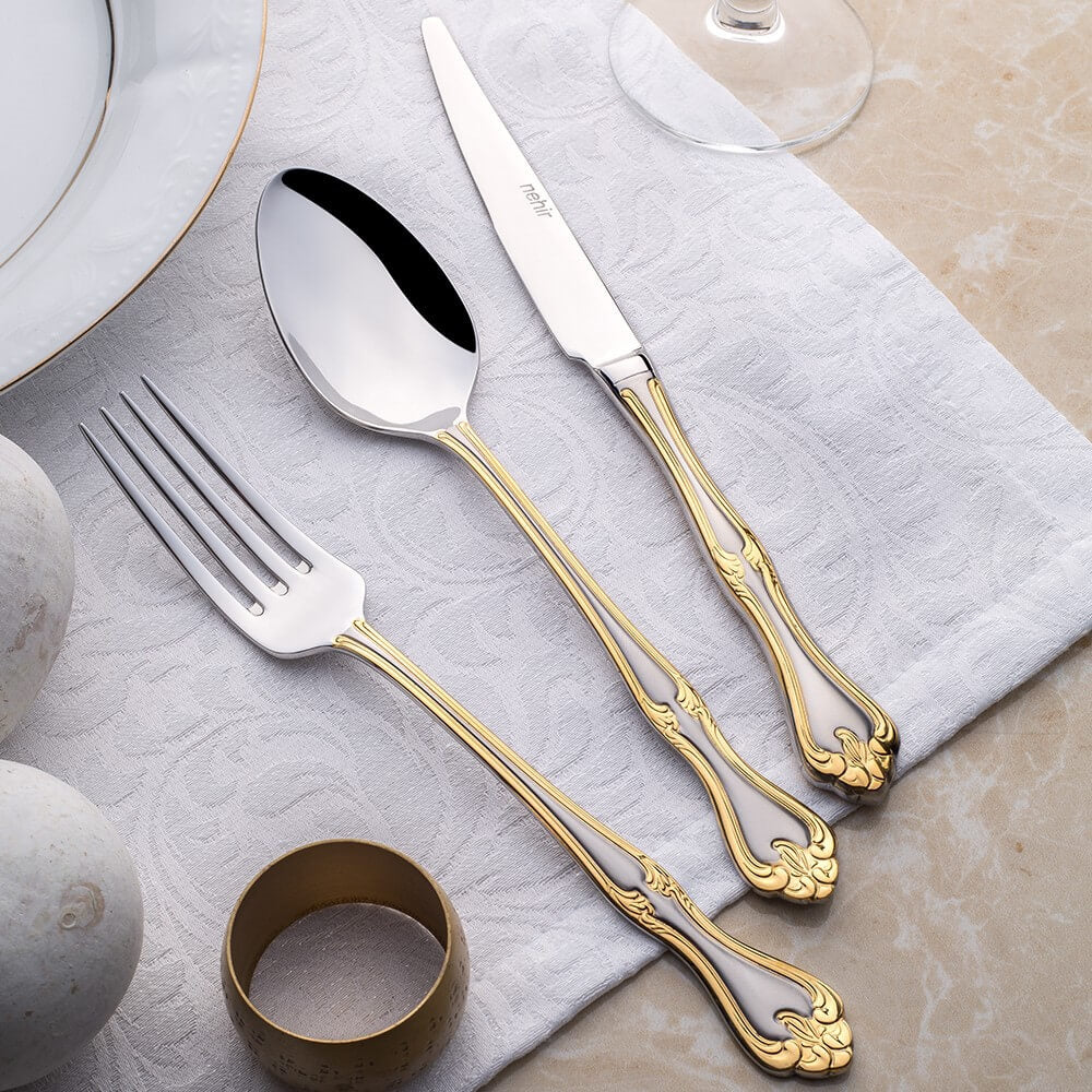 89 Pieces Laiezar Gold Sandblast Cardboard Boxed Cutlery Set