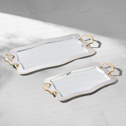 ZINCIR Gold Sandblast Steel Tray Set - 2-Pieces