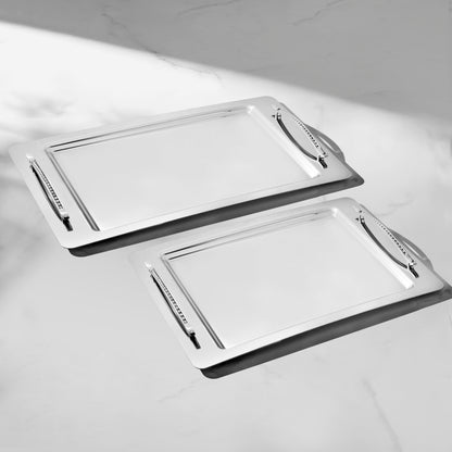 RANA Mirror Finish Steel Tray Set - 2-Pieces