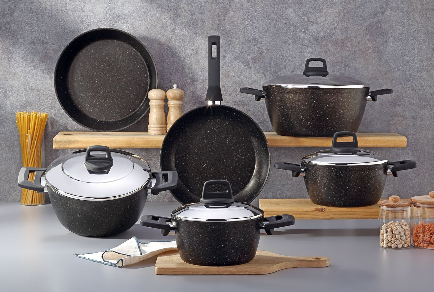 Ecoten 10-Piece Granite Cookware Set (Black)