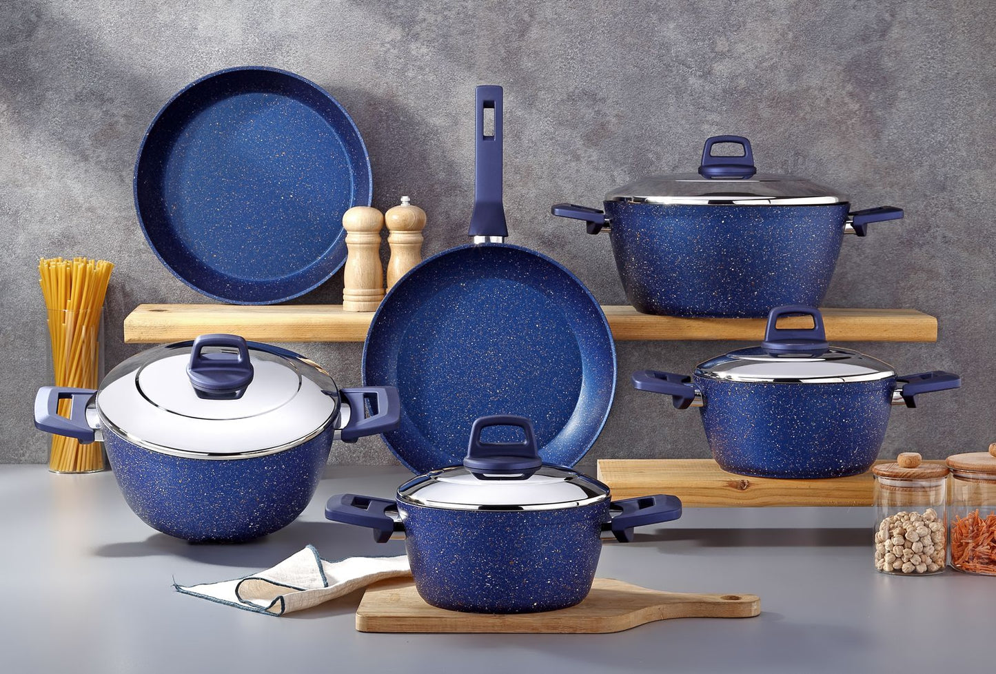 Ecoten 10-Piece Granite Cookware Set (Blue)