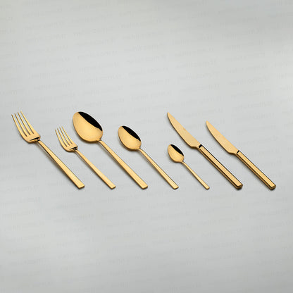 89 Pieces Titanium Daylan Gold Leather Boxed Cutlery Set