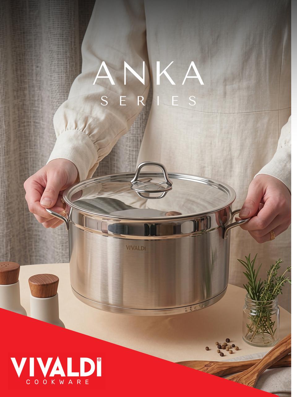 Vivaldi Anka 22-Piece Stainless Steel Cookware Set – Stainless Steel Handles