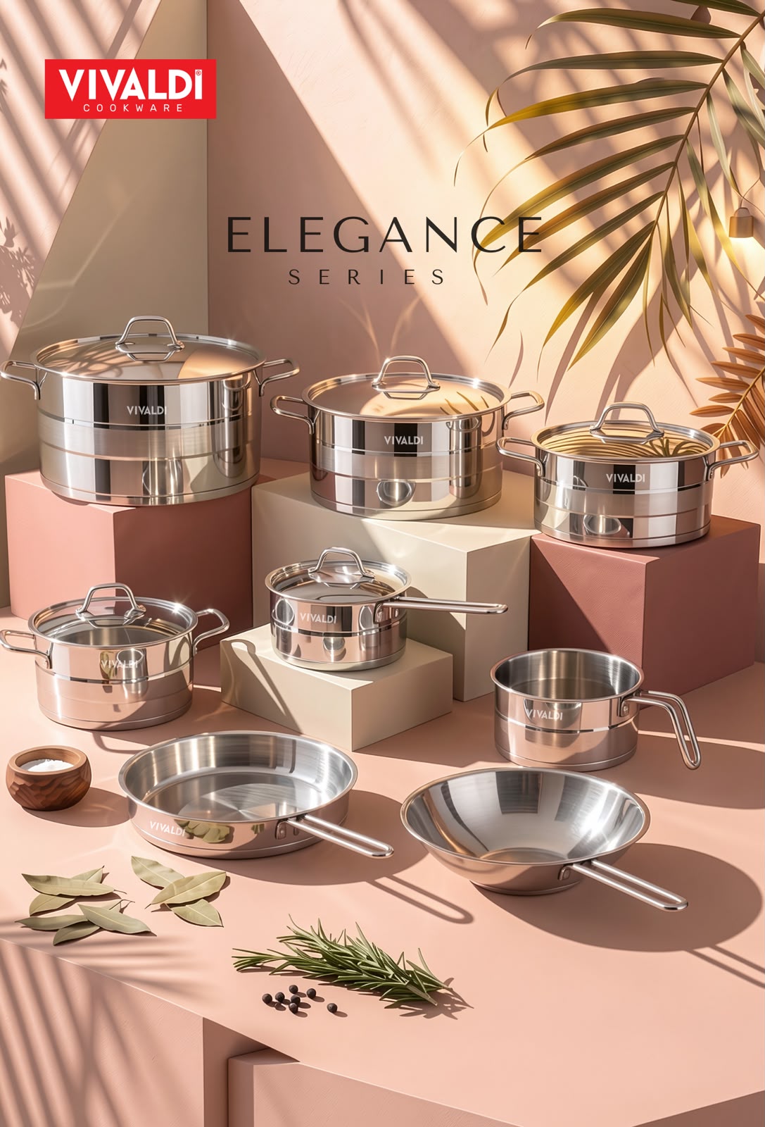 Vivaldi Elegance 13-Piece Cookware Set – Stainless Steel Handles