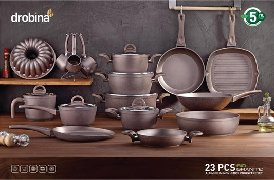 Drobina Granite Cookware Set – 23 Pieces