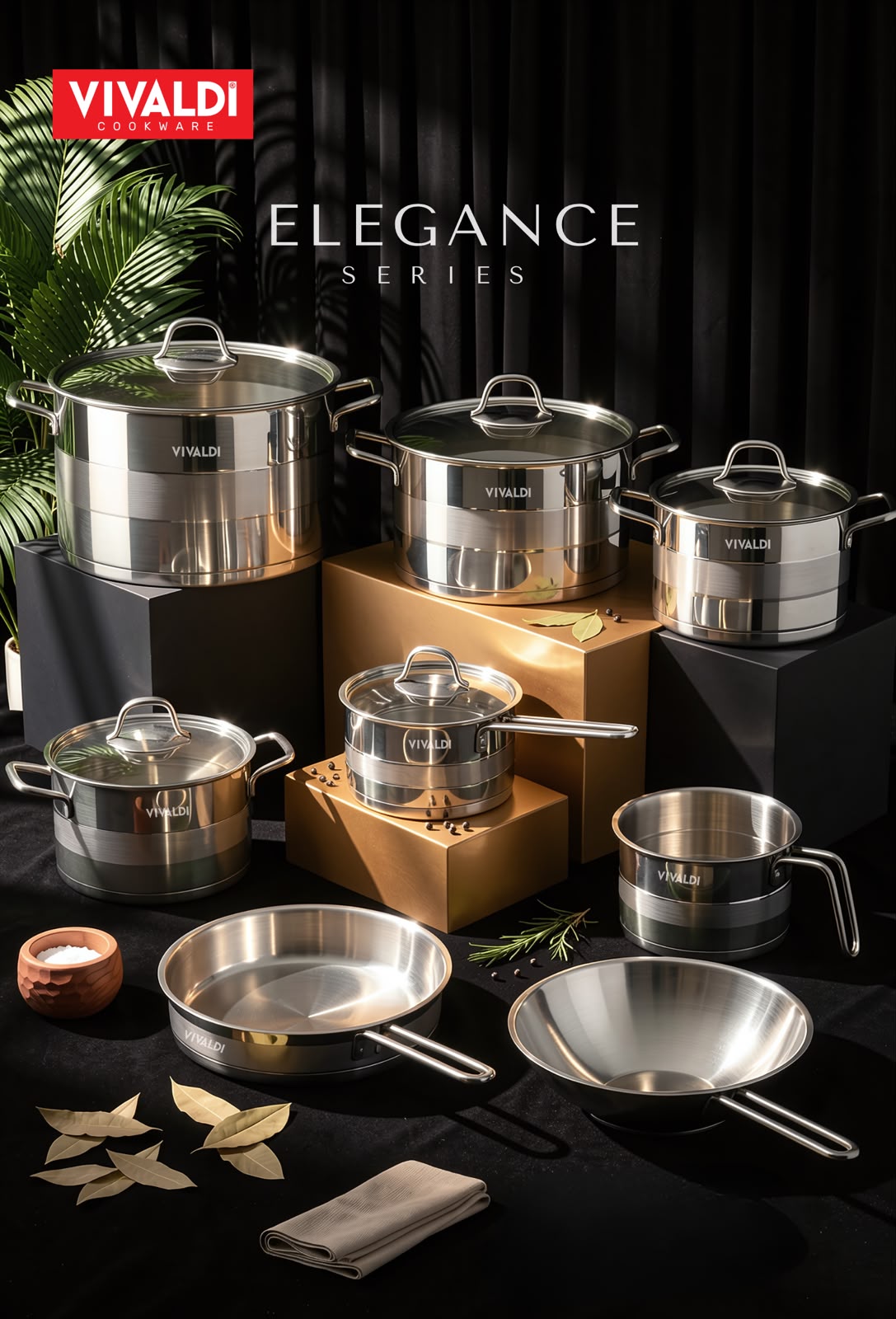Vivaldi Elegance 13-Piece Cookware Set – Stainless Steel Handles