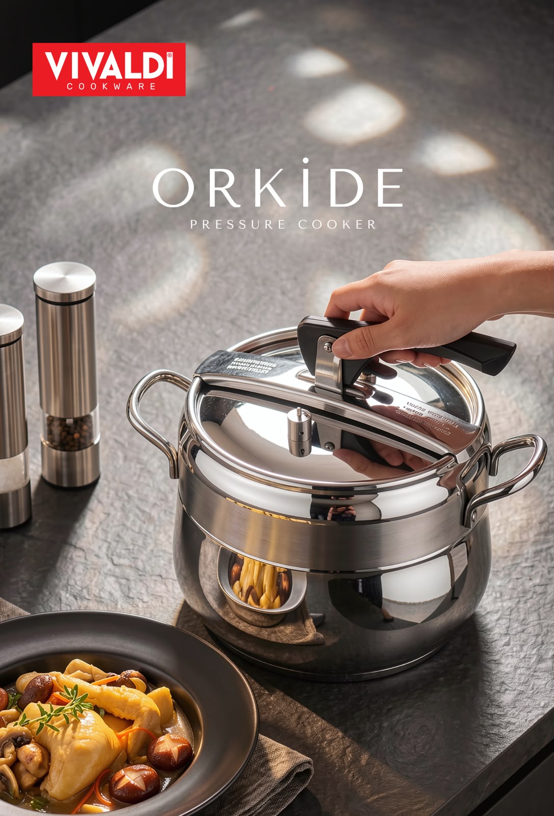 Vivaldi Orkide Stainless Steel Pressure Cooker – 10L