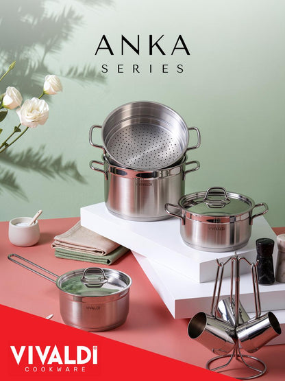 Vivaldi Anka 22-Piece Stainless Steel Cookware Set – Stainless Steel Handles