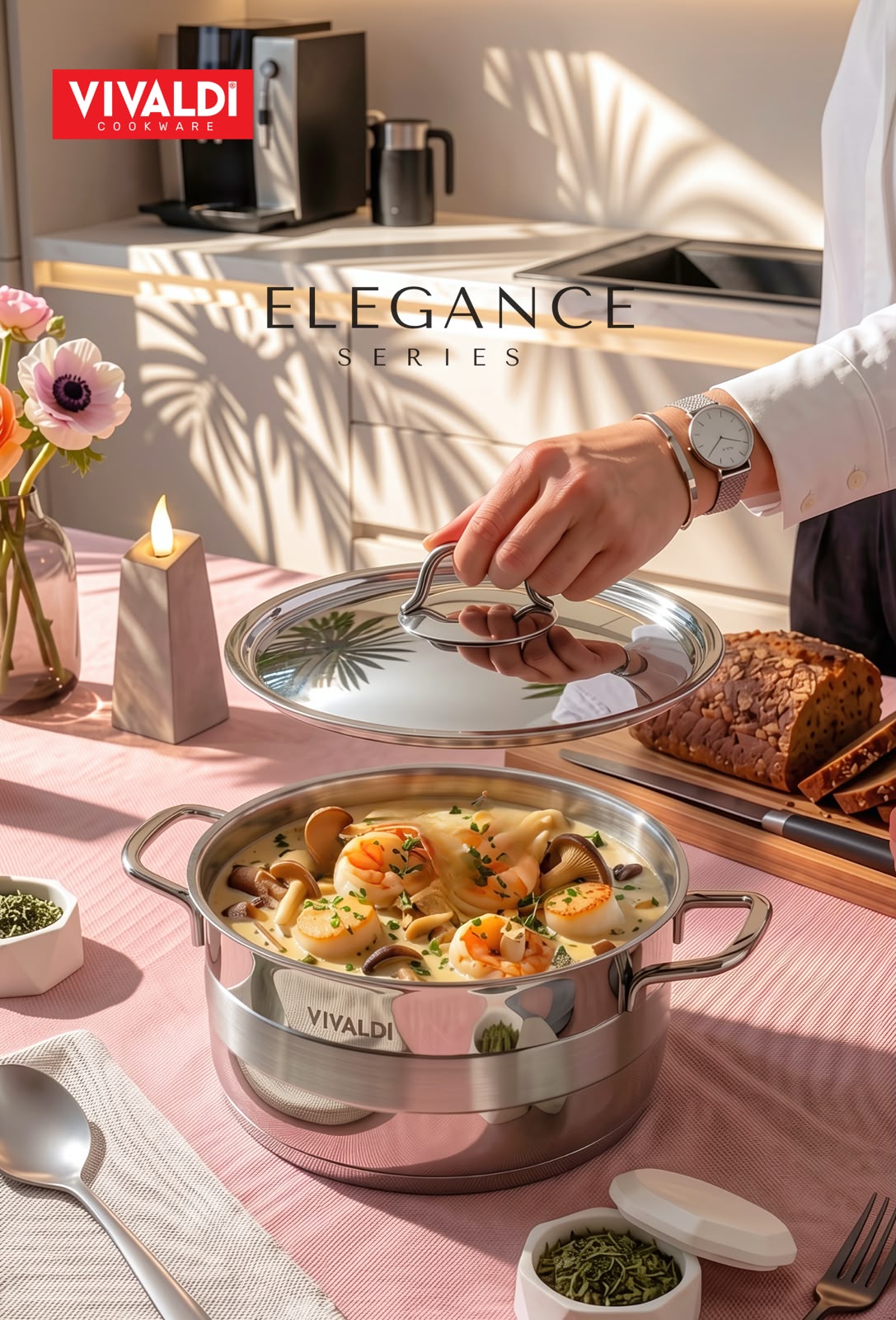 Vivaldi Elegance 13-Piece Cookware Set – Stainless Steel Handles