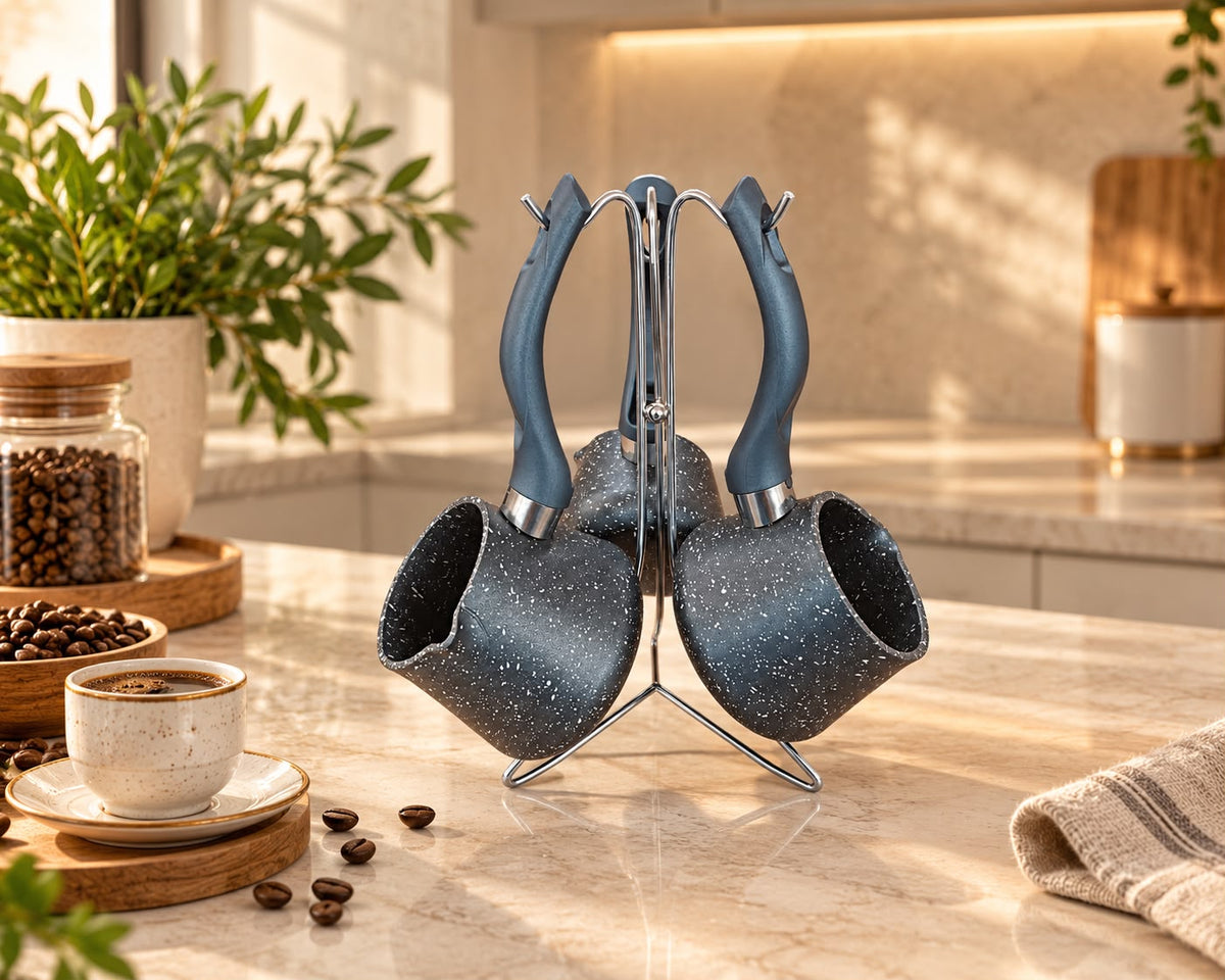 Vivaldi – Bio Granite Coffee Pot Set with Stand – 4 Pieces