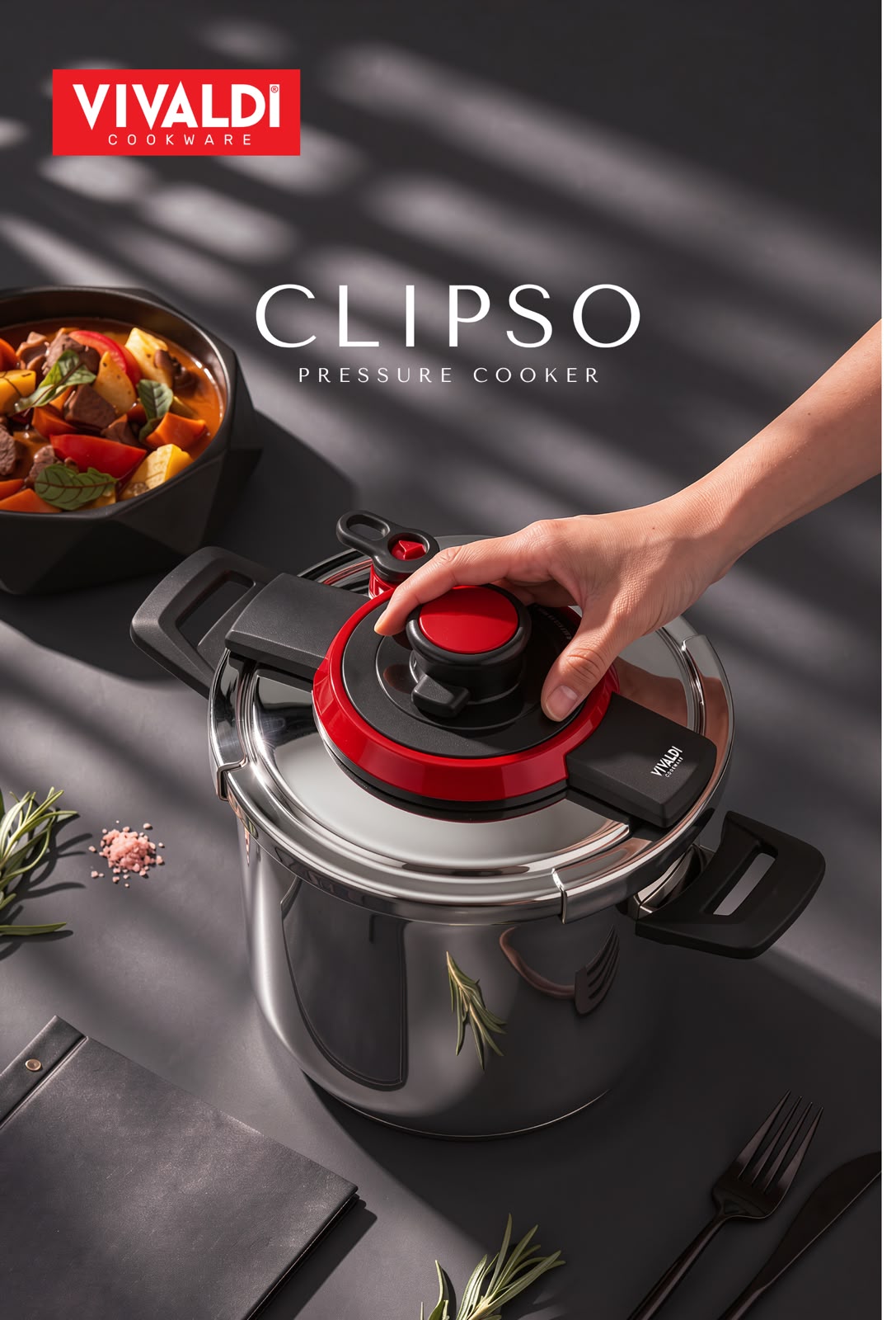 Vivaldi Clipso Stainless Steel Pressure Cooker – 10L