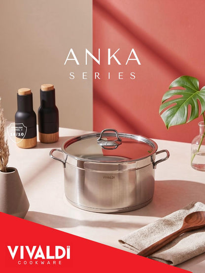 Vivaldi Anka 22-Piece Stainless Steel Cookware Set – Stainless Steel Handles