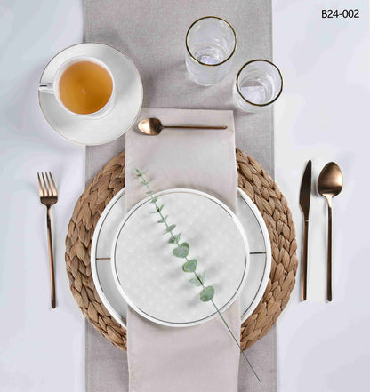 WHITE & GOLD SYMPHONY - 60 PIECE DINNER SET FOR 6 PEOPLE - FREYA - B24-002