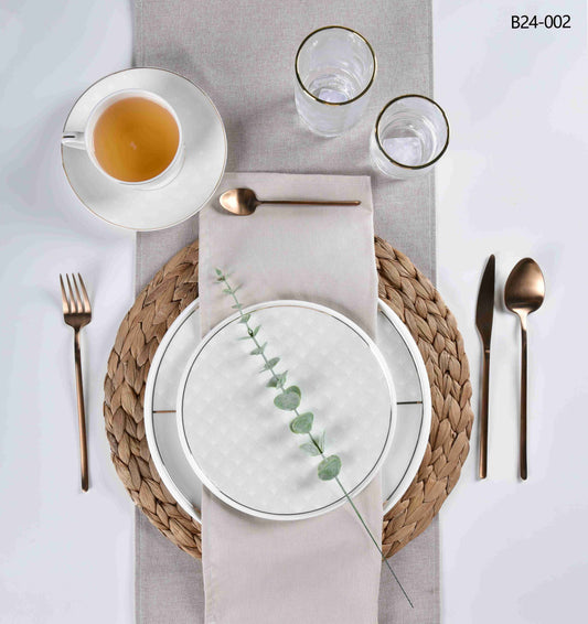 WHITE & GOLD SYMPHONY - 60 PIECE DINNER SET FOR 6 PEOPLE - FREYA - B24-002