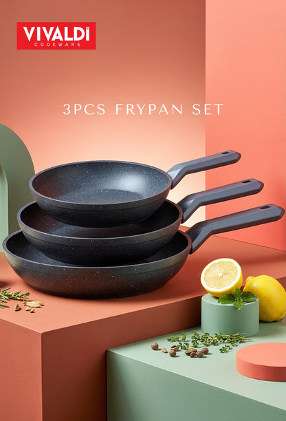 Vivaldi Granite Fry Pan Set – 3 Pieces