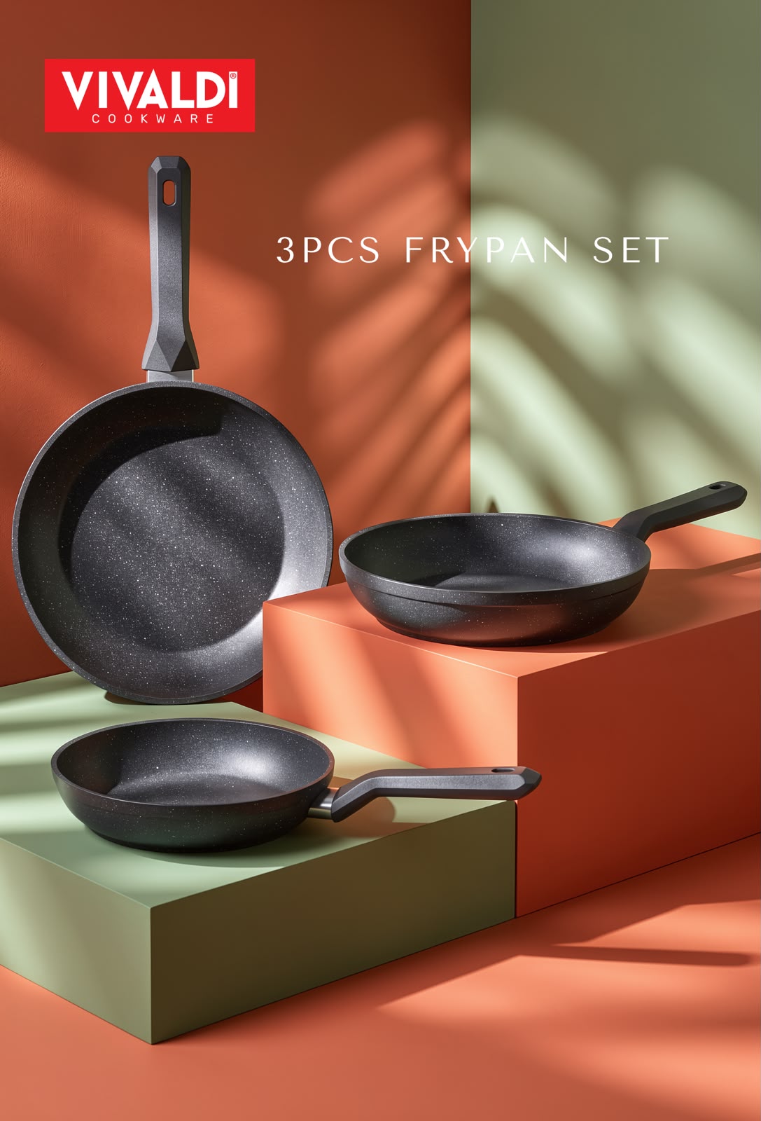 Vivaldi Granite Fry Pan Set – 3 Pieces