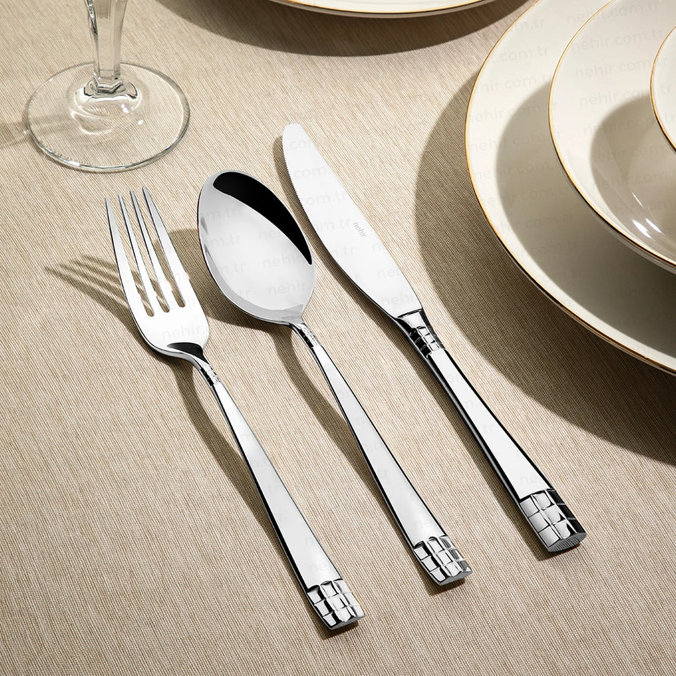 DIDIM Mirror Finish Cutlery Set - Boxed Wood - 89 Pieces