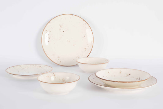 Rustic Beige 24-Piece Dinner Set – A Touch of Natural Elegance