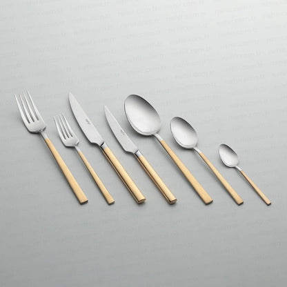 Dalyan Gold Sandblast Cutlery Set - Boxed Wood - 89 Pieces