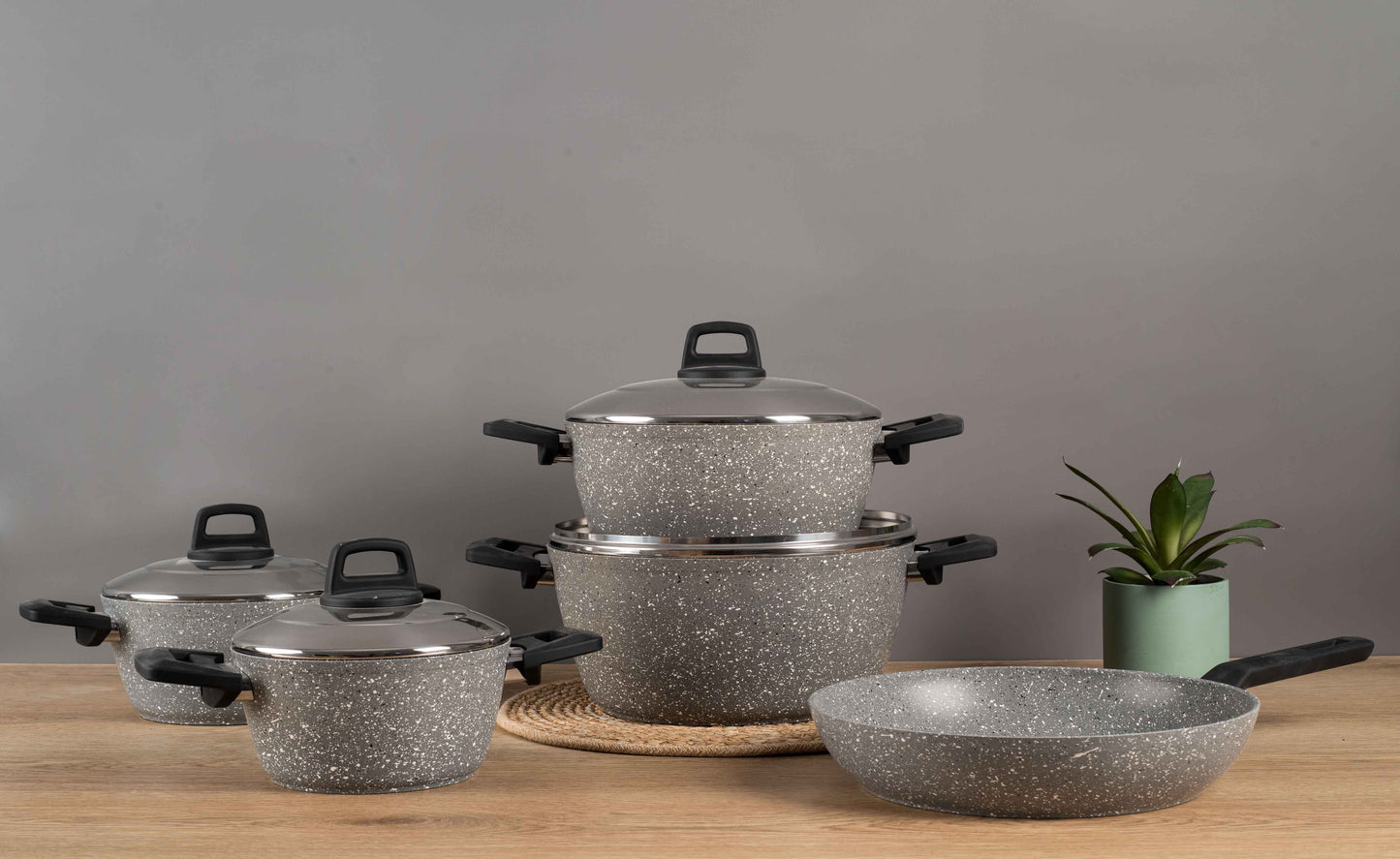 Ecoten 9-Piece Granite Cookware Set - Gray