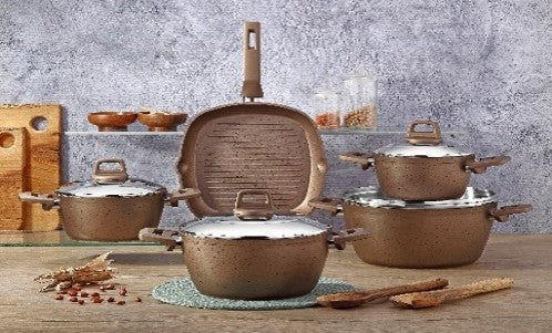 Ecoten 9-Piece Granite Cookware Set - Bronze