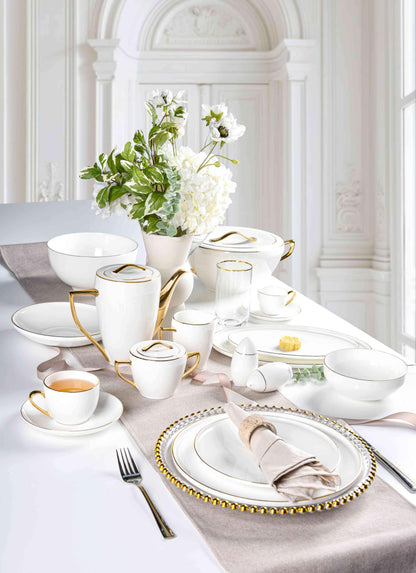 REGAL FINE DINING SET - 60 PIECE DINNER SET FOR 6 PEOPLE - FREYA - GOLD.