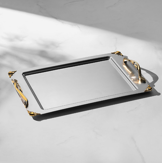 طقم صواني SARE GOLD+SANDBLAST - قطعتين