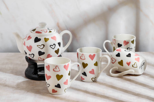 Al-Rashad - Coffe Set White Heart Print