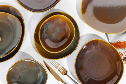 Reactive Glaze Brown Dinner Set