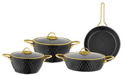 LIDYA GOLD 7 PCS TEFLON-TITANIUM COOKWARE SET