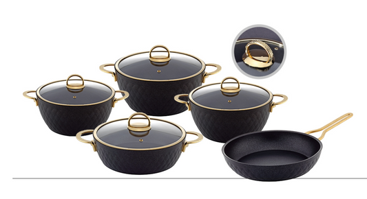 LIDYA DIAMOND 9 PCS TEFLON-TITANIUM COOKWARE SET