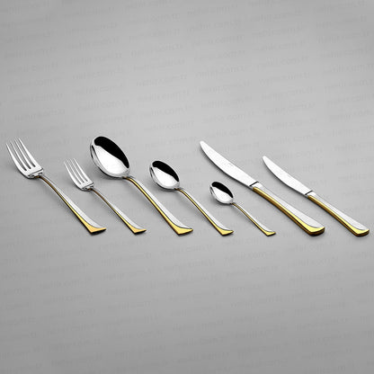 MAKSI Gold Sandblast Cutlery Set - Boxed Wood - 89 Pieces