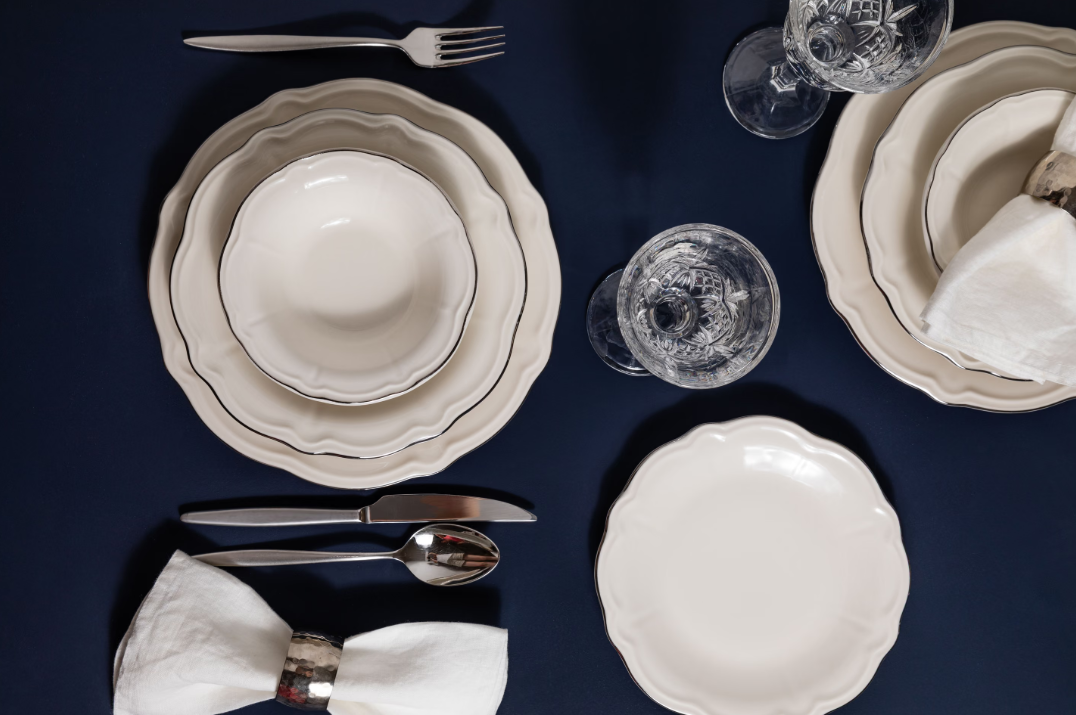 Porser | Fulya Platinum Gilding Dinner Set - 24 Pieces