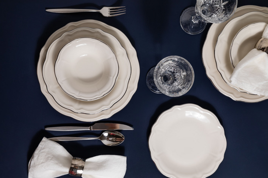 Porser | Fulya Platinum Gilding Dinner Set - 24 Pieces