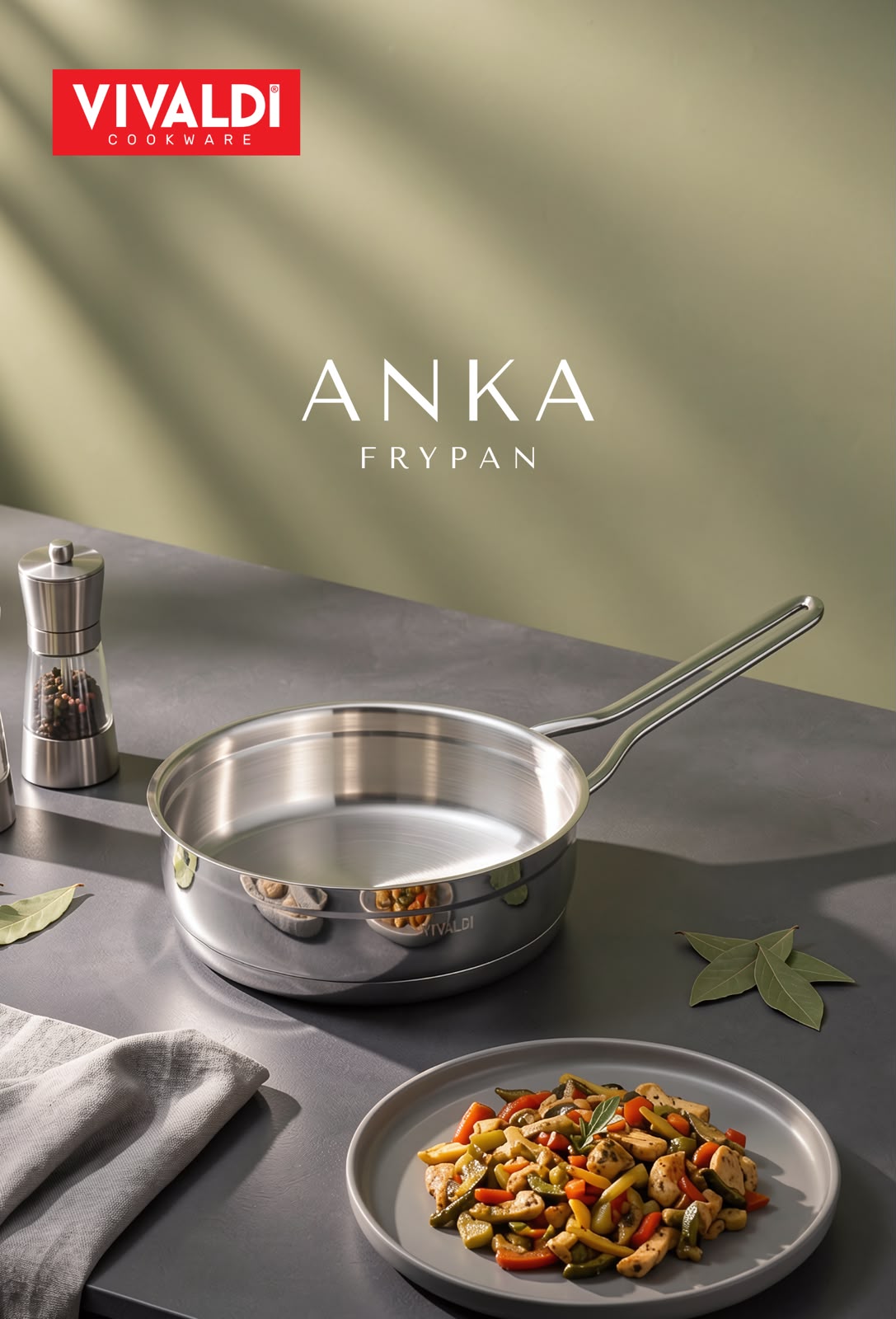Vivaldi Anka Rosso Stainless Steel Frypan