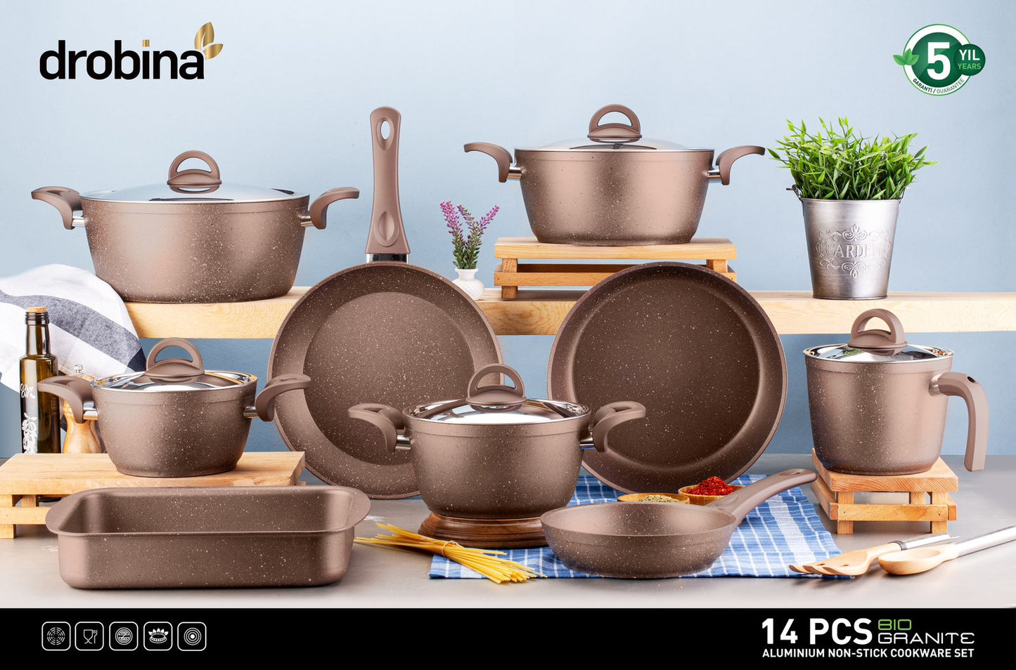 Drobina Bio Granite Cookware Set 14 Pieces - 106178