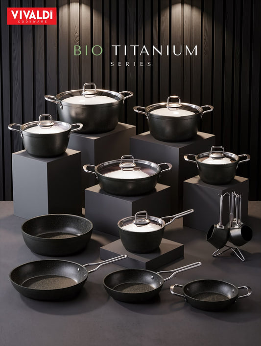 Vivaldi - Bio Titanium Cookware Set with Stainless Steel Lids - 20 Pieces
