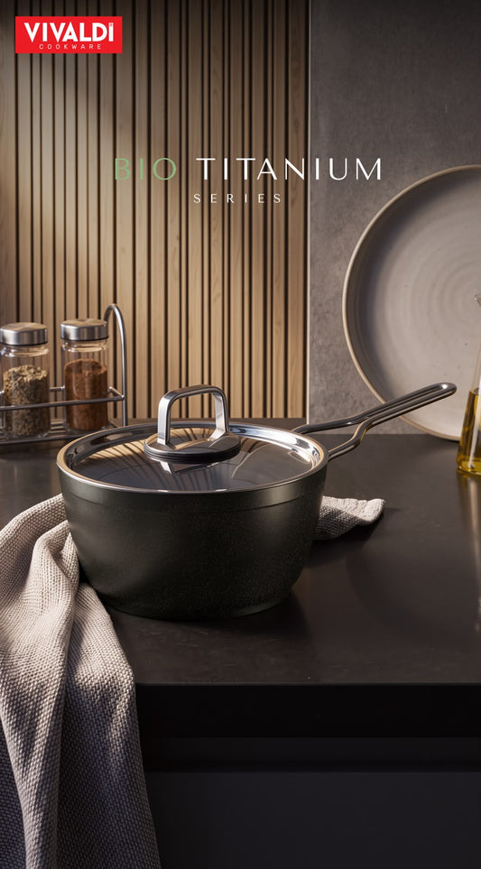 Vivaldi - Bio Titanium Cookware Set with Stainless Steel Lids - 20 Pieces