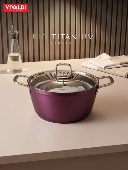Vivaldi - Bio Titanium Cookware Set with Stainless Steel Lids - 20 Pieces