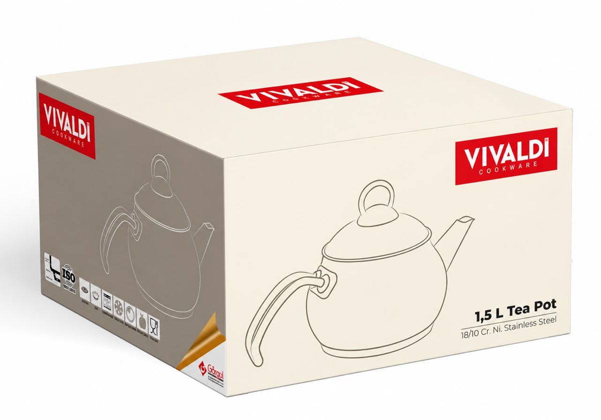 Vivaldi - Stainless Steel Teapot with Stainless Steel Handle