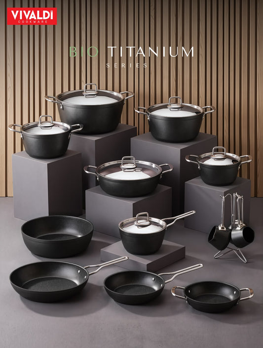 Vivaldi - Bio Granite Cookware Set with Stainless Steel Lids - 20 Pieces